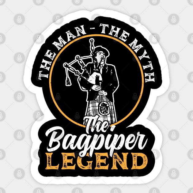 The Bagpiper Legend - Bagpiping Sticker by Peco-Designs